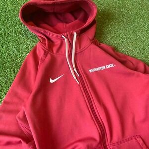 Vintage 90s Nike red Washington State University y2k 2000s zip up hoodie